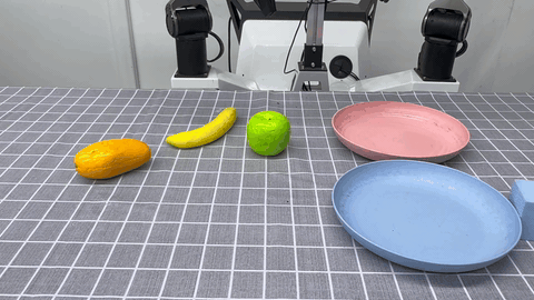 Place the green apple to the pink plate demo from another configuration.