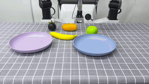 Grasp the mangosteen into the purple plate demo.