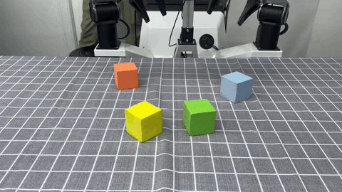 Pick up the yellow block demo with multiple colored blocks.